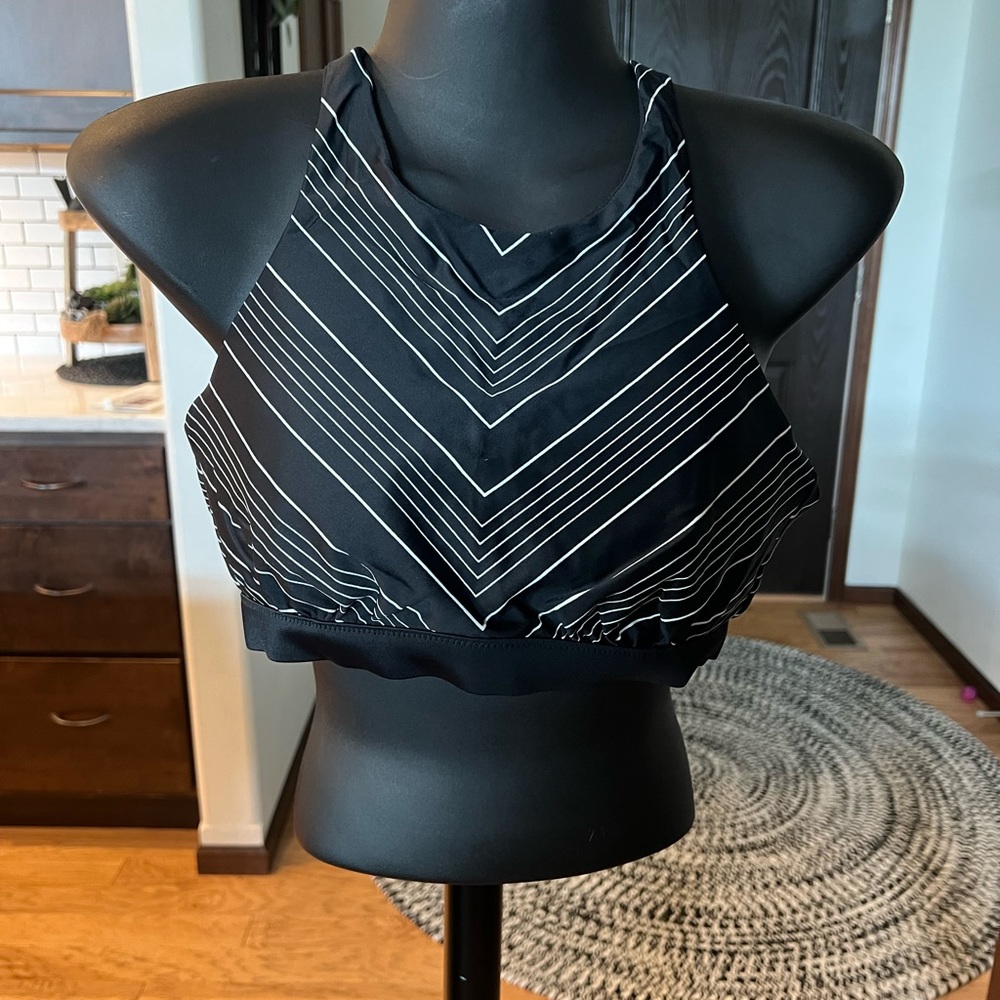 ATHLETA Chevron Reversible Swim Suit Bikini Black White Size 34b/c medium